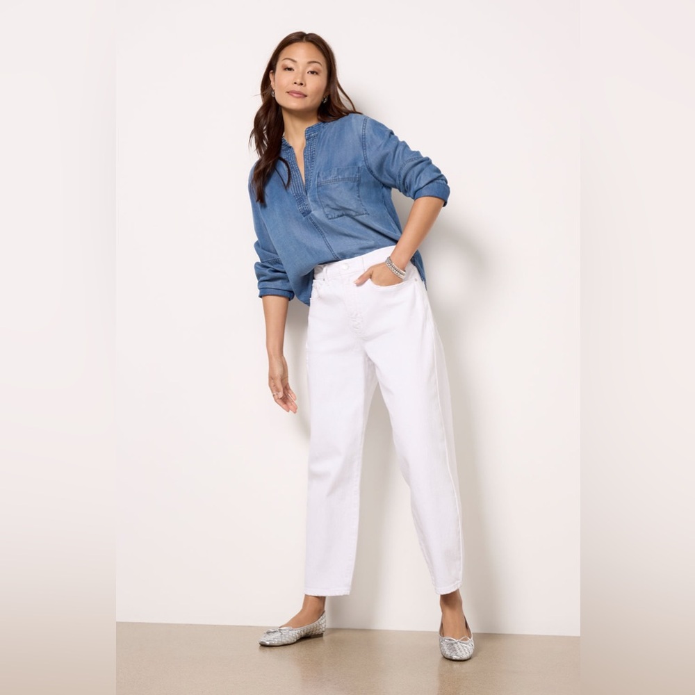 EVEREVE White Ever Vintage Barrel Cropped Ankle Length High-Rise Jeans
